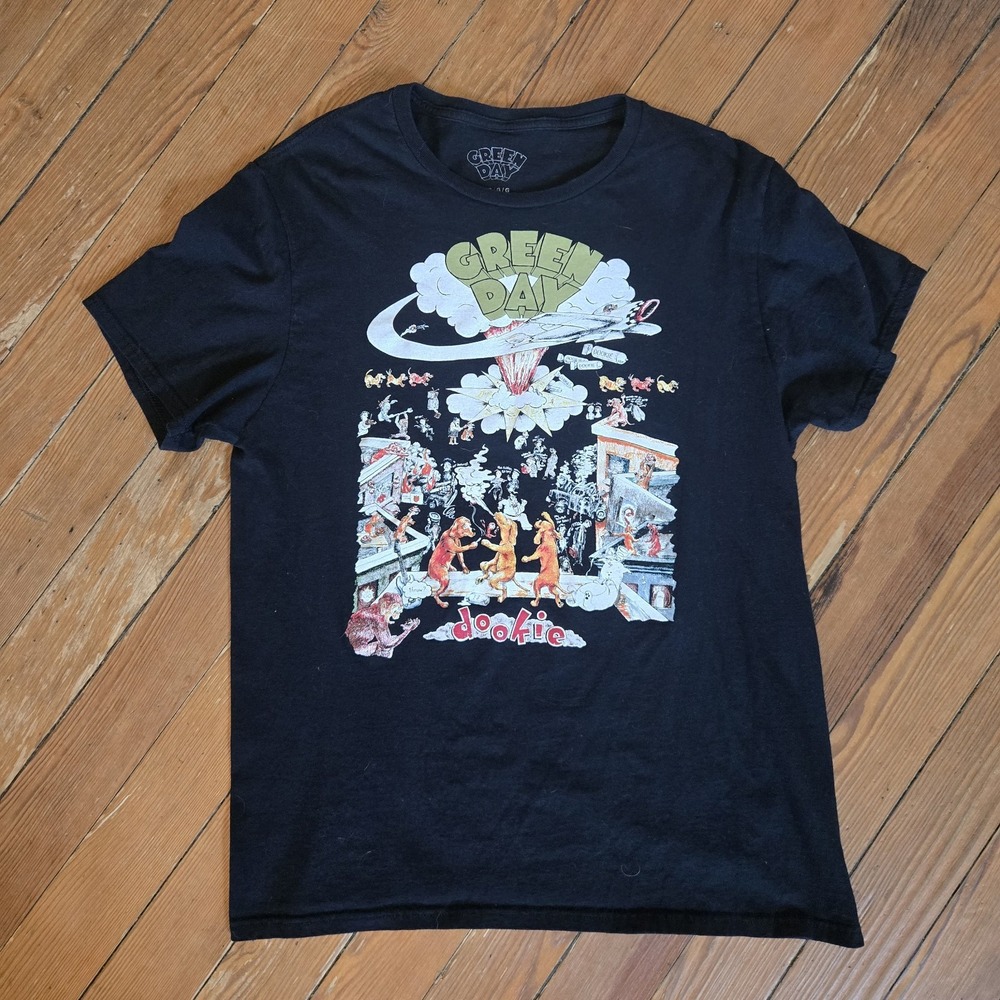 Green Day Dookie Album Punk Rock Band Tour Concert Graphic Black Lg Grunge Y2k